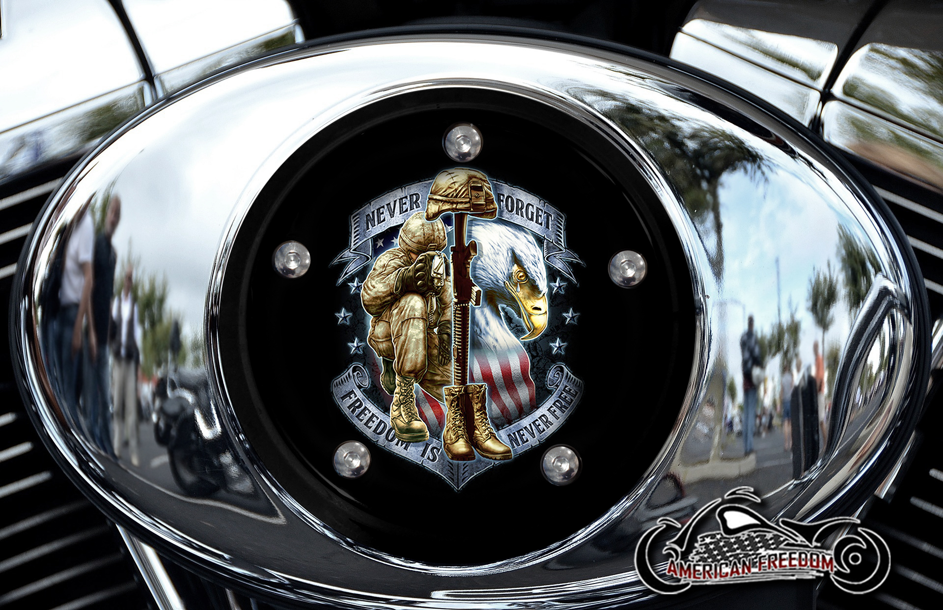 Harley Air Cleaner Cover - Never Forget Freedom Is Never Free